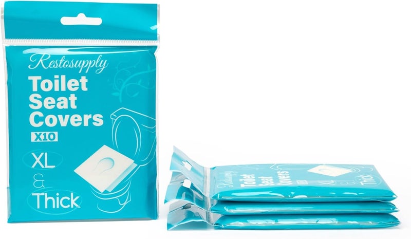 Restogoods 40 Pcs XL Extra Large & Thick Disposable Toilet Seat Covers Outdoor Travel Porta Potty (40) - Image 1
